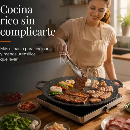 KoreanGrill Max - Cocina Parejo Sin Pegar Nada