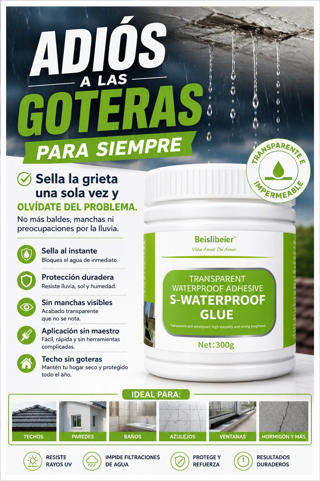 HidroSella Pro 300 grs. - Sella Filtraciones al Instante