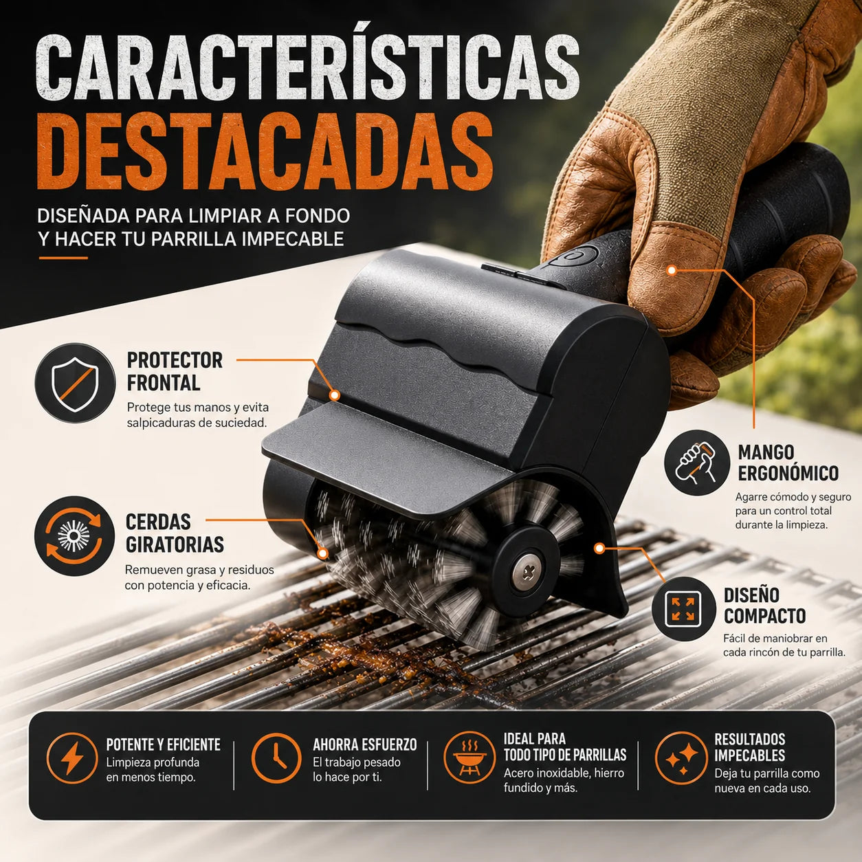 GrillMax Pro: El Cepillo Eléctrico que limpia en minutos tu parrilla