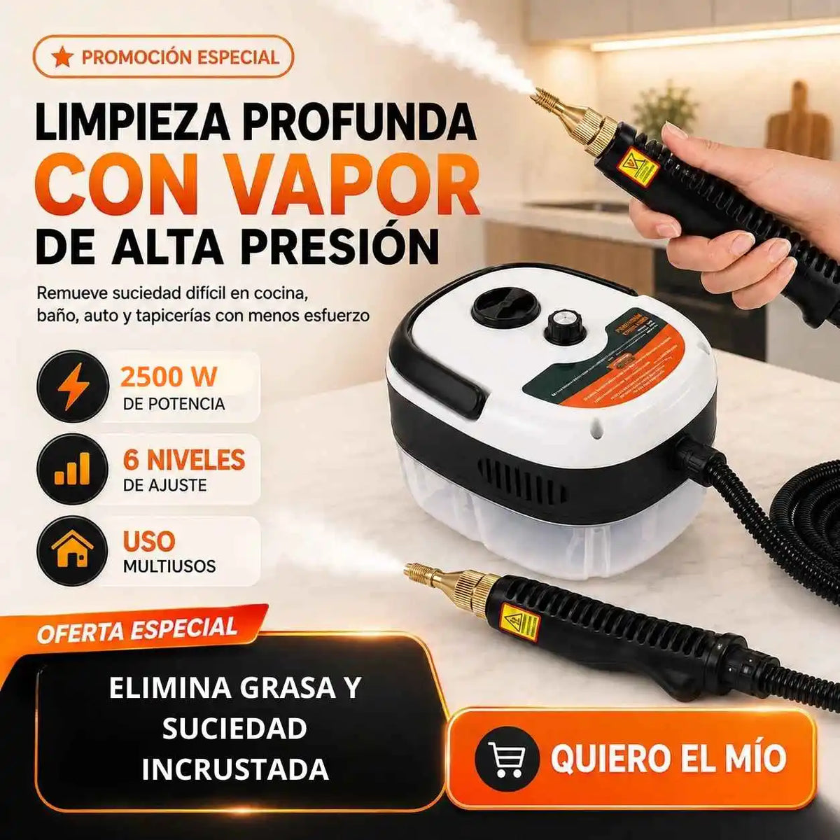 VaporClean 2500: El Potente Limpiador a Vapor Antigrasa