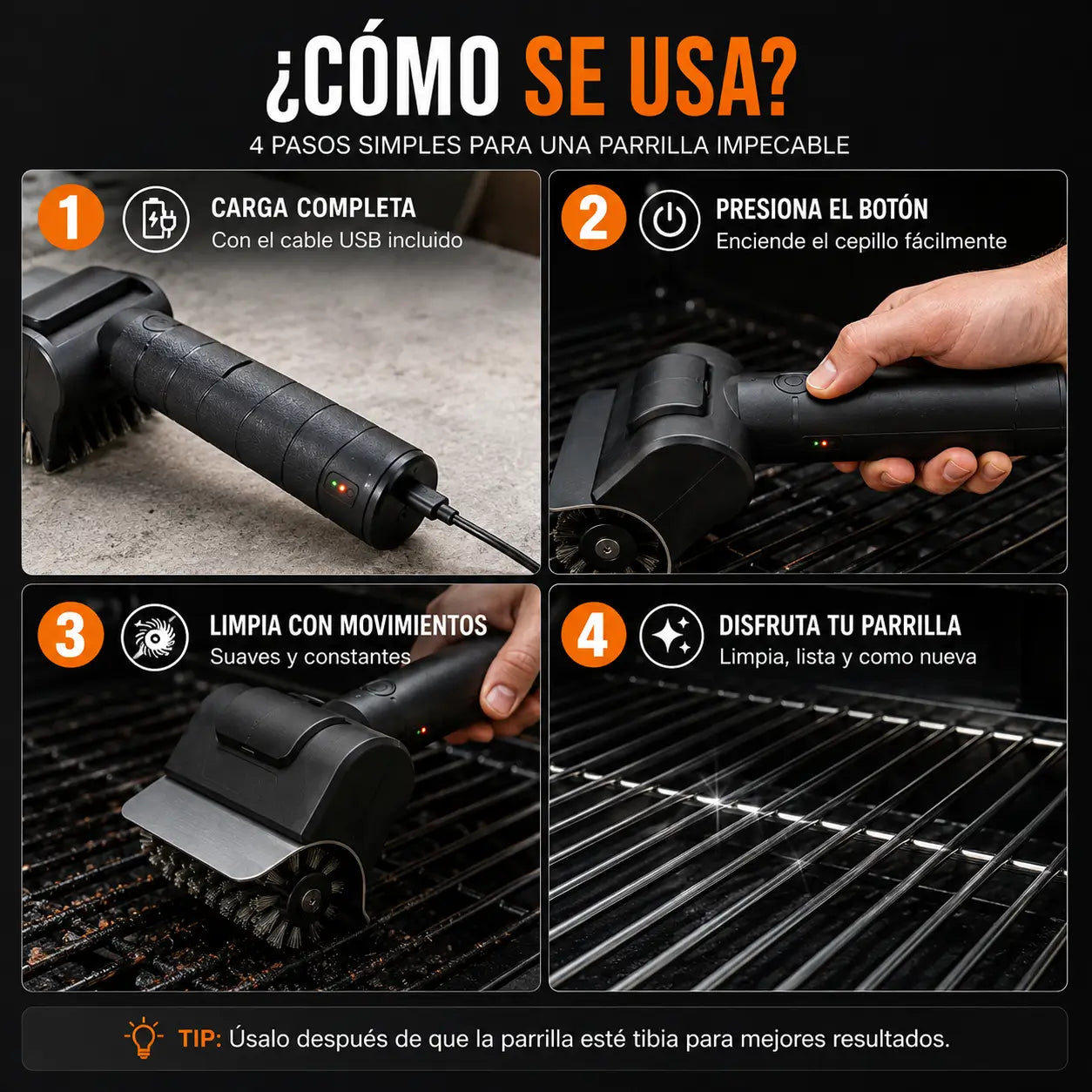 GrillMax Pro: El Cepillo Eléctrico que limpia en minutos tu parrilla